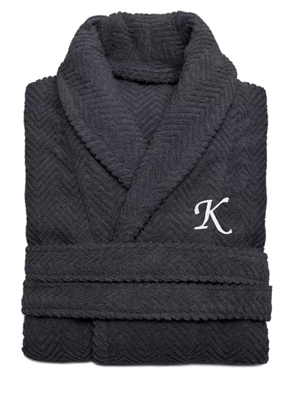 Linum Home 100% Turkish Cotton Personalized Unisex Herringbone Bath Robe S/M